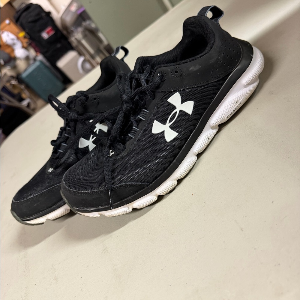 Under Armour Black Sneakers with White Logo women’s size 8.5